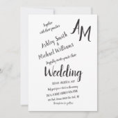 Invitation Mariage simple noir et blanc manuscrit moderne (Devant)