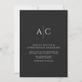 Invitation Mariage simple Noir Noir (Devant)