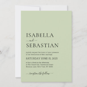 Invitation Mariage Simple Olive Clair