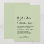 Invitation Mariage Simple Olive Clair (Devant / Derrière)