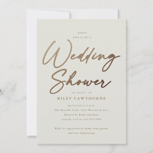 Invitation Mariage simple or script pour couples (Devant)