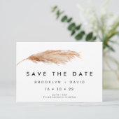 Invitation Mariage Simple Pampa Grass Save the Date Card (Debout devant)