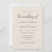 Invitation Mariage Simple Rétro Plage Sable Océan Été (Devant)