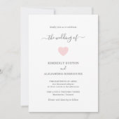 Invitation Mariage simple rose de coeur (Devant)