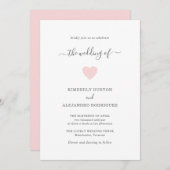 Invitation Mariage simple rose de coeur (Devant / Derrière)