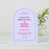 Invitation Mariage Simple Rose Lilas Minimaliste (Debout devant)