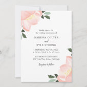 Invitation Mariage simple rose rose floral élégant (Devant)