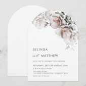Invitation Mariage Simple Roses 3D Blanc Rosé (Devant / Derrière)