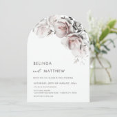 Invitation Mariage Simple Roses 3D Blanc Rosé (Debout devant)