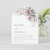 Invitation Mariage Simple Roses 3D Blanc Rosé (Debout devant)