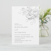 Invitation Mariage simple Roses Fleurs 3D Blanches (Debout devant)