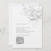 Invitation Mariage simple Roses Fleurs 3D Blanches (Dos)