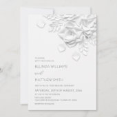 Invitation Mariage simple Roses Fleurs 3D Blanches (Devant)