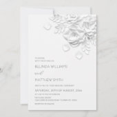 Invitation Mariage simple Roses Fleurs 3D Blanches (Devant)