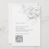 Invitation Mariage simple Roses Fleurs 3D Blanches (Dos)