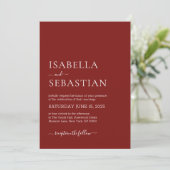 Invitation Mariage Simple Rouge Foncé (Debout devant)