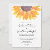 Invitation Mariage simple rustique d'aquarelle de tournesol (Devant)