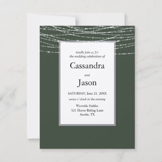Invitation Mariage simple Sage et Silver (Devant)