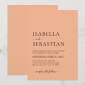 Invitation Mariage Simple Saumon Clair Léger (Devant / Derrière)