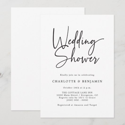 Invitation Mariage Simple Script (Devant / Derrière)