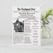 Invitation Mariage simple script journal enregistrer la date  (Debout devant)
