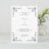 Invitation Mariage simple Silver et White Art Déco (Debout devant)