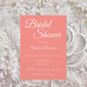 Invitation Mariage Simple Style Coral Shower