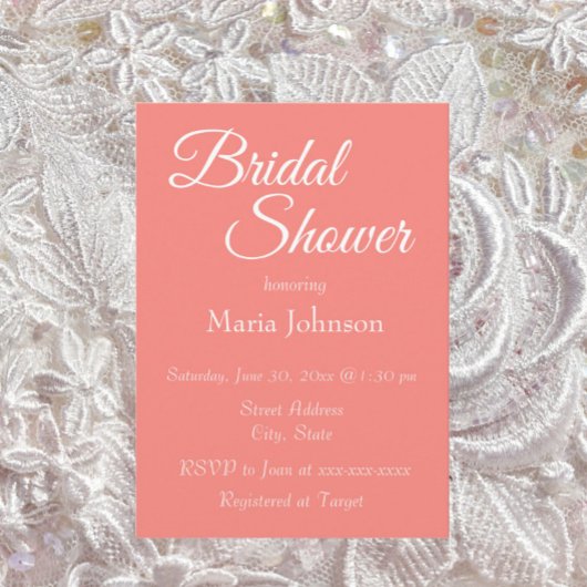 Invitation Mariage Simple Style Coral Shower