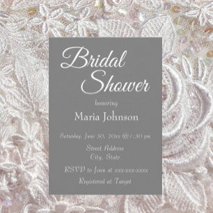 Invitation Mariage Simple Style Fête de Fiançailles Gris Fonc