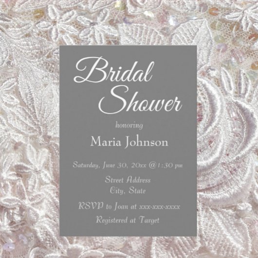 Invitation Mariage Simple Style Salle Gris Foncé