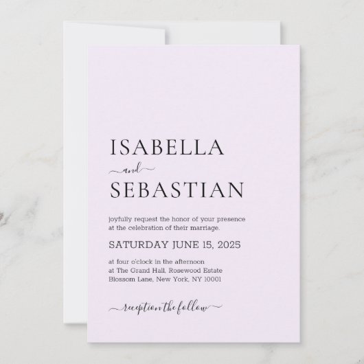 Invitation Mariage Simple Thistle Moderne (Devant)