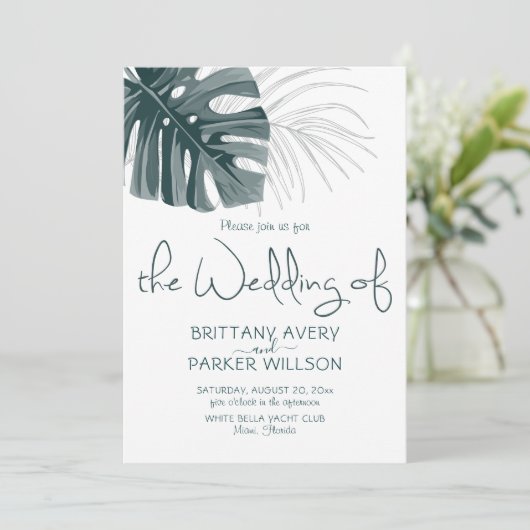 Invitation Mariage simple Tropical (Debout devant)