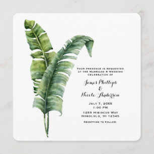 Invitation Mariage simple tropical de deux palmettes