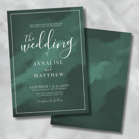 Invitation Mariage Simple Vert Emeraude
