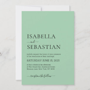 Invitation Mariage Simple Vert Mer Sombre