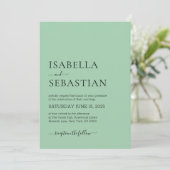 Invitation Mariage Simple Vert Mer Sombre (Debout devant)