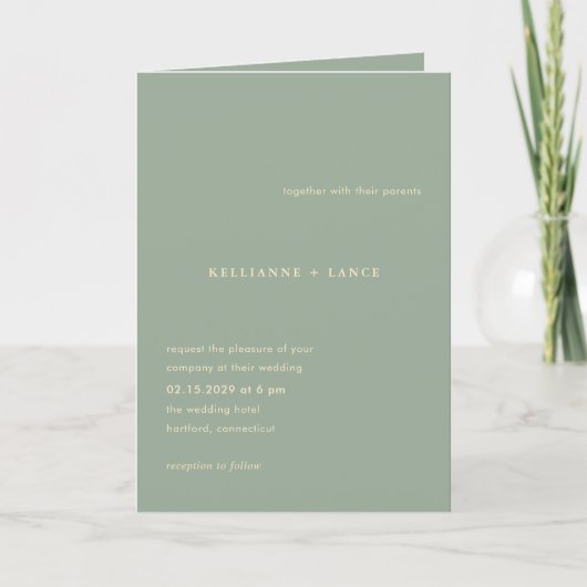 Invitation Mariage Simple Vert Sauge Moderne (Devant)