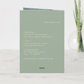 Invitation Mariage Simple Vert Sauge Moderne (Dos)