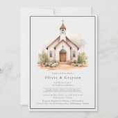 Invitation Mariage simple Western Watercolor Chapelle (Devant)
