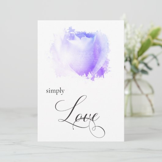 Invitation " Mariage SIMPLEMENT AIMER Pastel Rose Flower (Debout devant)