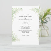 Invitation Mariage Simplement Élégant avec Feuillage Blanc (Debout devant)