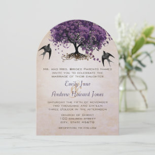 Invitation Mariage Simplement pêche arbre à feuilles en forme