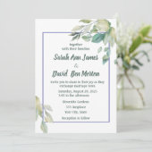 Invitation Mariage Simplicité de Feuilles Vert Sauge (Debout devant)