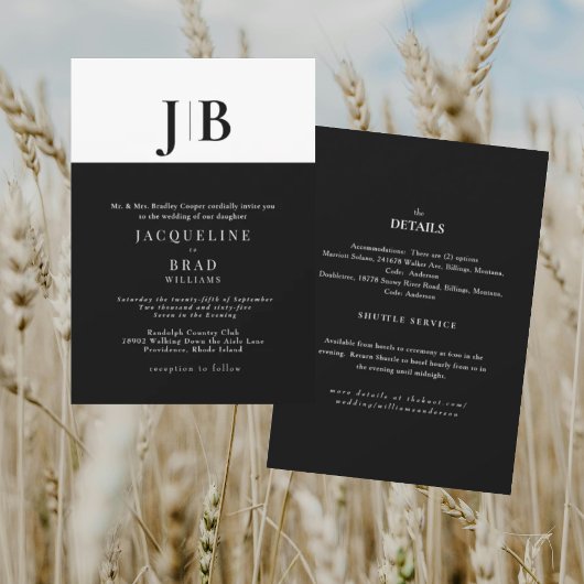 Invitation Mariage Simplicité Noir & Blanc