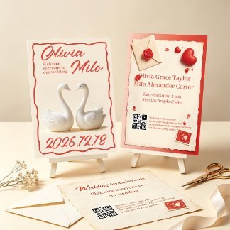 Invitation Mariage simplicité rouge