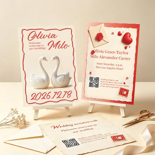 Invitation Mariage simplicité rouge