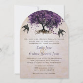 Invitation Mariage Simply Peachy Purple Heart Leaf Tree (Devant)