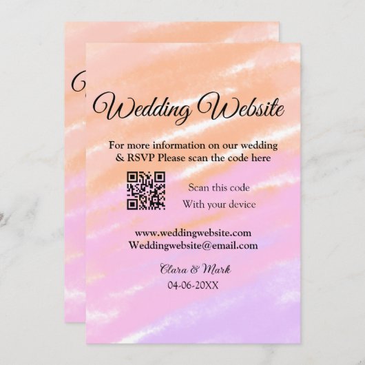 Invitation Mariage site web ajouter Q R code scanner ajouter (Devant / Derrière)