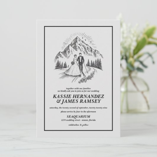 Invitation Mariage Ski Couple (Debout devant)