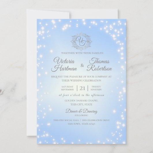 Invitation Mariage Sky Blue Sparkle (Devant)